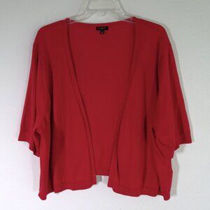 Talbots Cardigan Shrug Sweater Women's Plus Size 3X Red Open Front Short Sleeve
